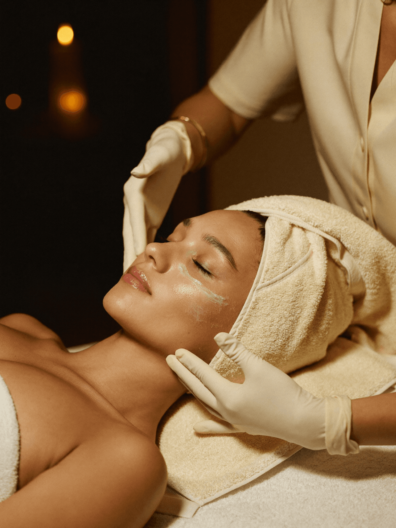 Luxury facial treatment at a Miami med spa — serene client receiving skincare
